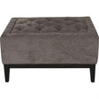 Warm grey buttoned fabric stool with dark wooden legs | Home Centre Direct UK