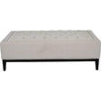 Ivory fabric ottoman with buttoned design and dark legs | Home Centre Direct UK