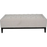 Ivory fabric ottoman with buttoned design and dark legs | Home Centre Direct UK