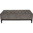 Warm grey fabric ottoman with buttoned detail and dark legs | Home Centre Direct UK