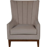 Taupe upholstered chair with high back and wooden legs | Home Centre Direct UK