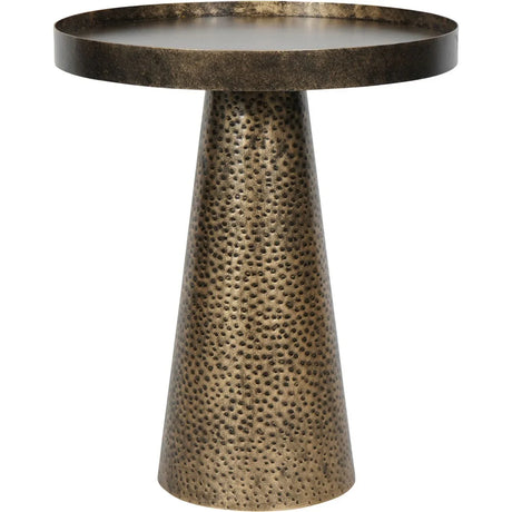 Rustic antique gold iron side table with textured conical base | Home Centre Direct UK