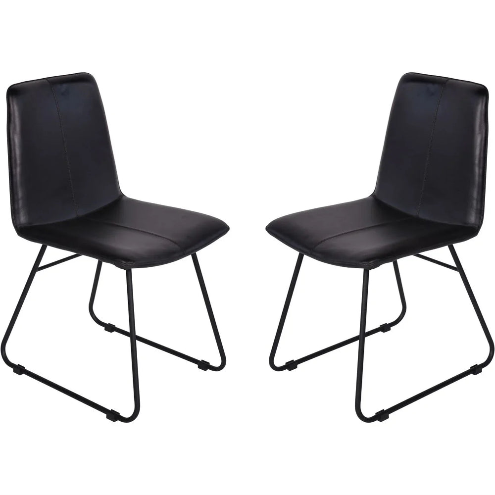 Charcoal leather dining chairs with sleek black metal legs | Home Centre Direct UK