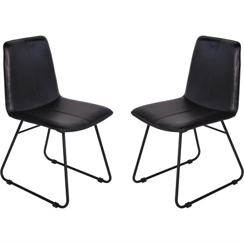 Charcoal leather dining chairs with sleek black metal legs | Home Centre Direct UK