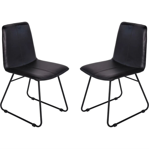 Charcoal leather dining chairs with sleek black metal legs | Home Centre Direct UK