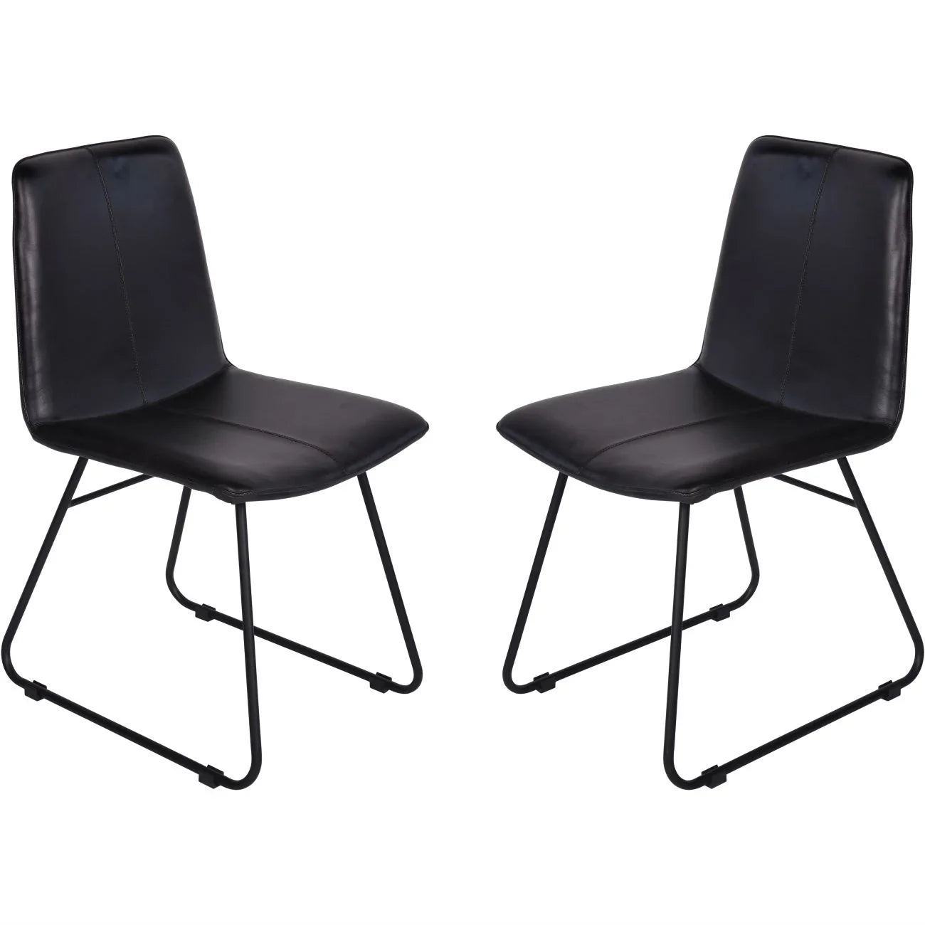 Charcoal leather dining chairs with sleek black metal legs | Home Centre Direct UK