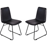 Charcoal leather dining chairs with sleek black metal legs | Home Centre Direct UK
