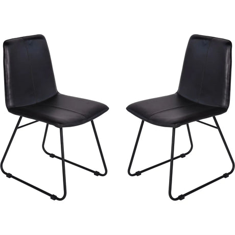 Charcoal leather dining chairs with sleek black metal legs | Home Centre Direct UK