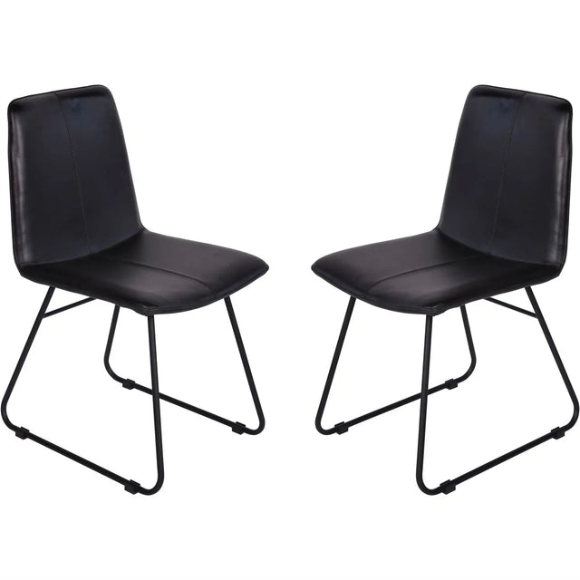 Charcoal leather dining chairs with sleek black metal legs | Home Centre Direct UK