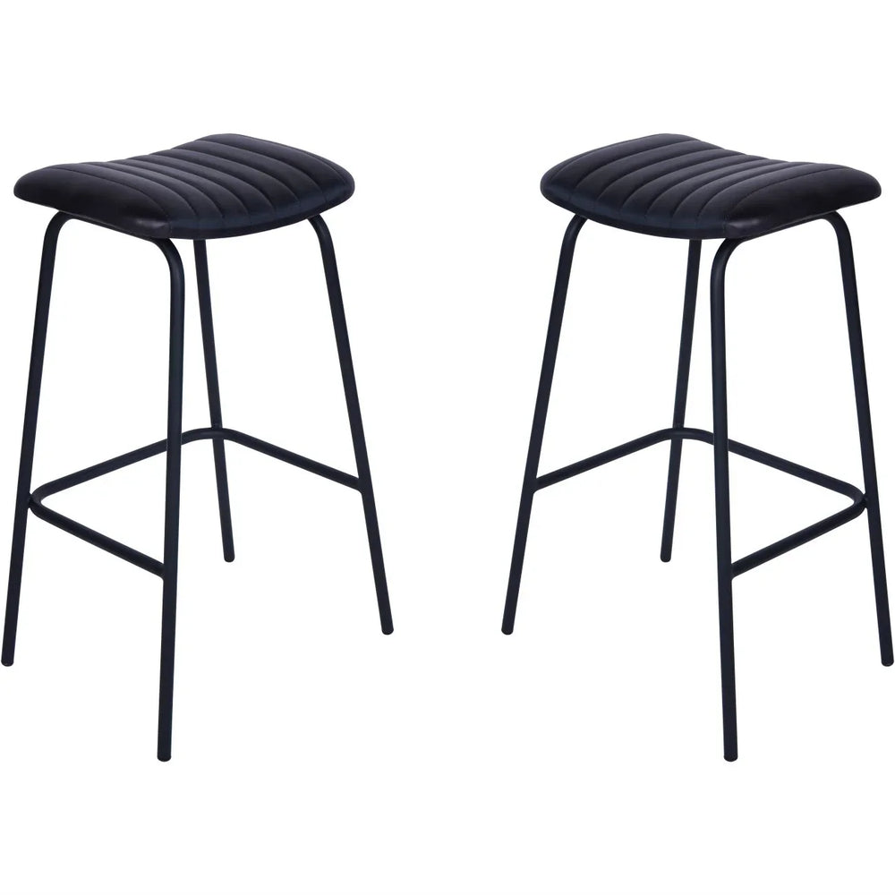 Charcoal leather bar stools with sleek metal legs | Home Centre Direct UK