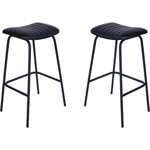 Charcoal leather bar stools with sleek metal legs | Home Centre Direct UK