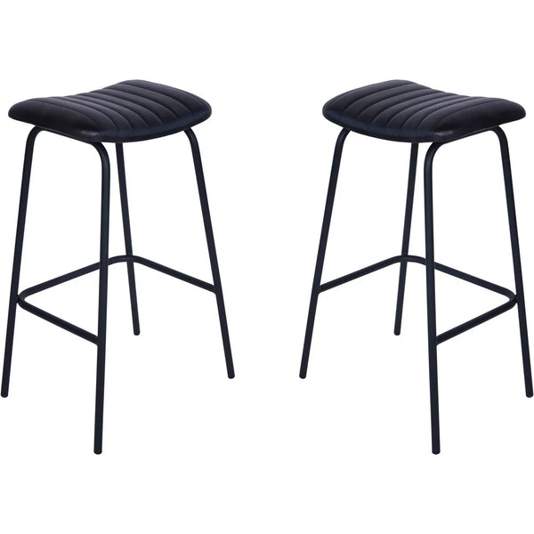 Charcoal leather bar stools with sleek metal legs | Home Centre Direct UK