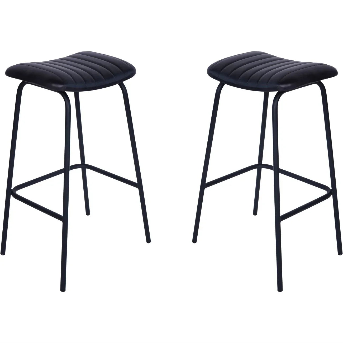 Charcoal leather bar stools with sleek metal legs | Home Centre Direct UK