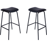 Charcoal leather bar stools with sleek metal legs | Home Centre Direct UK
