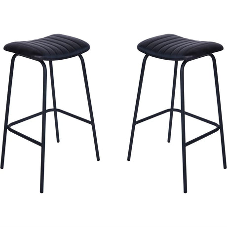 Charcoal leather bar stools with sleek metal legs | Home Centre Direct UK