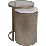 Aged gold nesting tables with glass and marble tops | Home Centre Direct UK