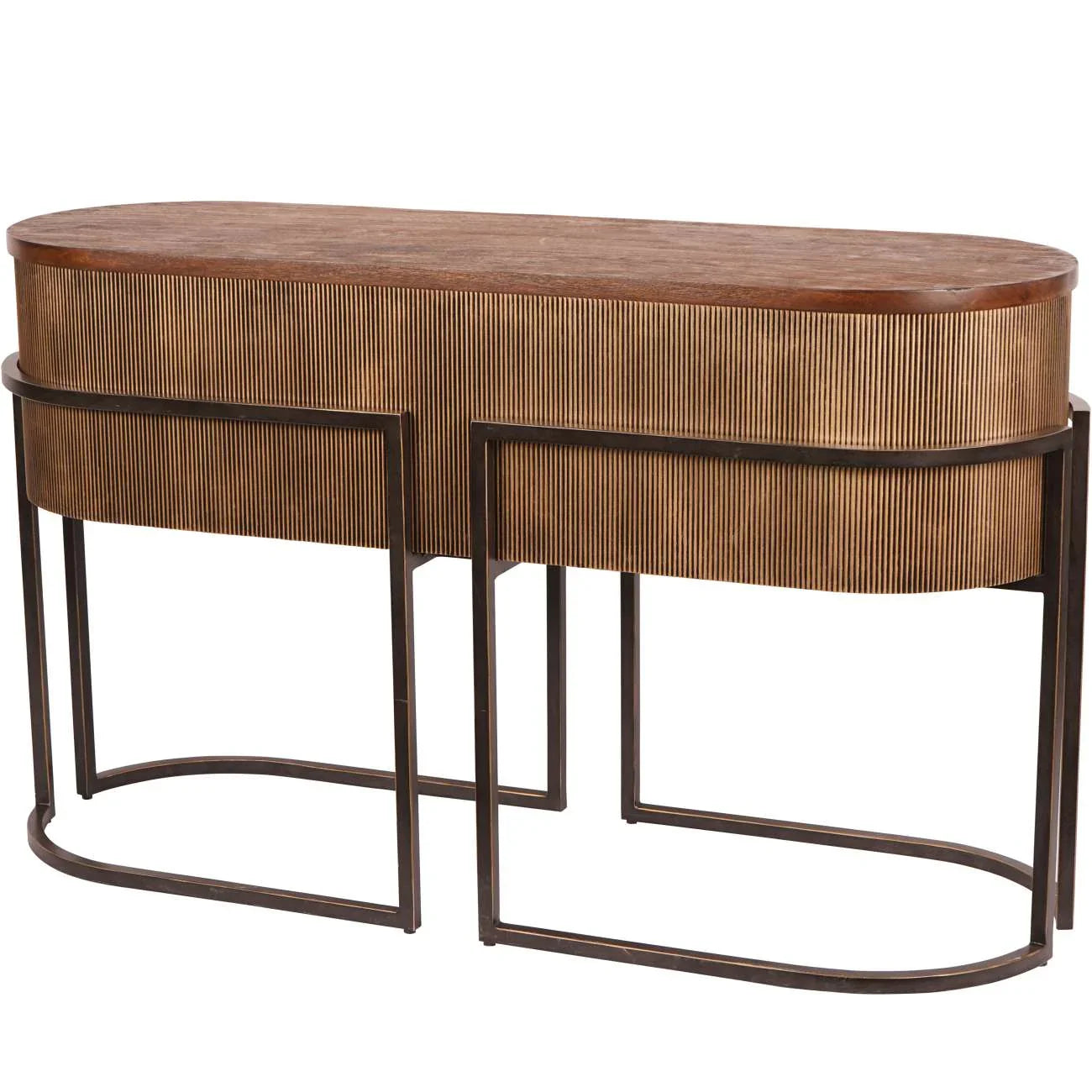 Gold corrugated console with metal legs | Home Centre Direct UK