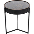 Black and gold side table clock with visible cogs | Home Centre Direct UK