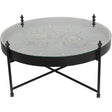 Black and gold coffee table with glass top and visible cogs | Home Centre Direct UK