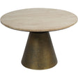 Light travertine round coffee table with antique brass base | Home Centre Direct UK