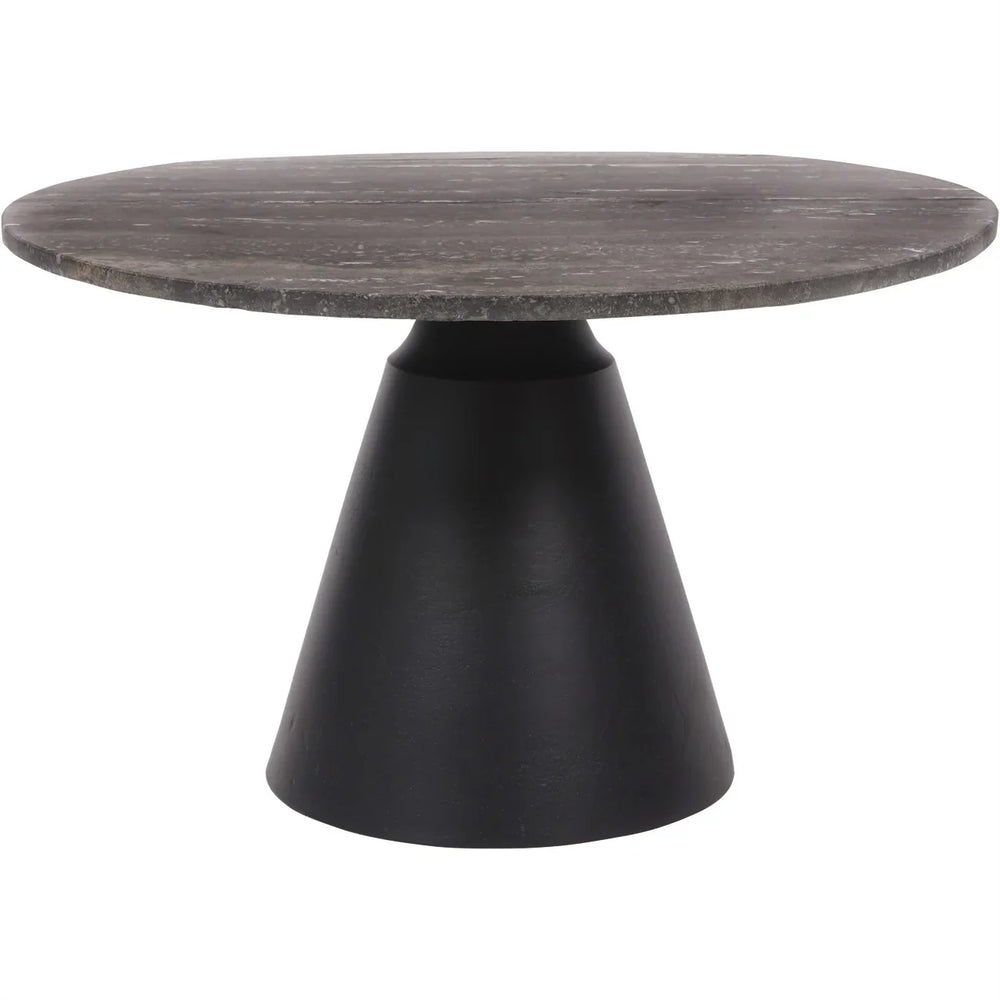 Charcoal black and dark travertine round coffee table | Home Centre Direct UK