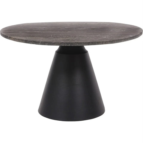 Charcoal black and dark travertine round coffee table | Home Centre Direct UK