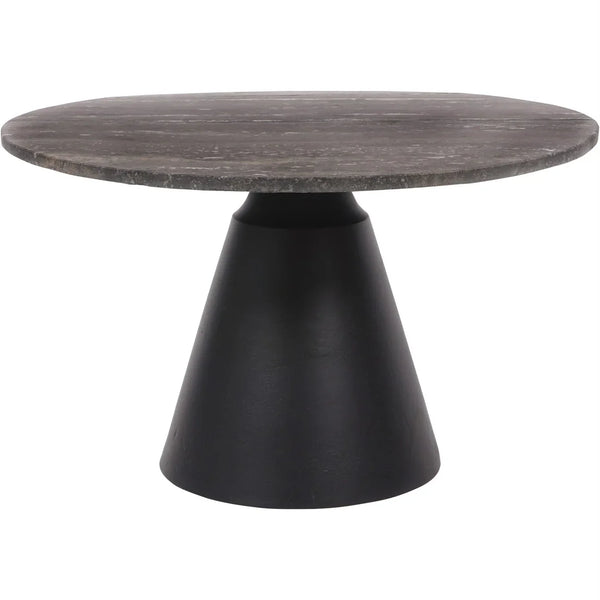 Charcoal black and dark travertine round coffee table | Home Centre Direct UK