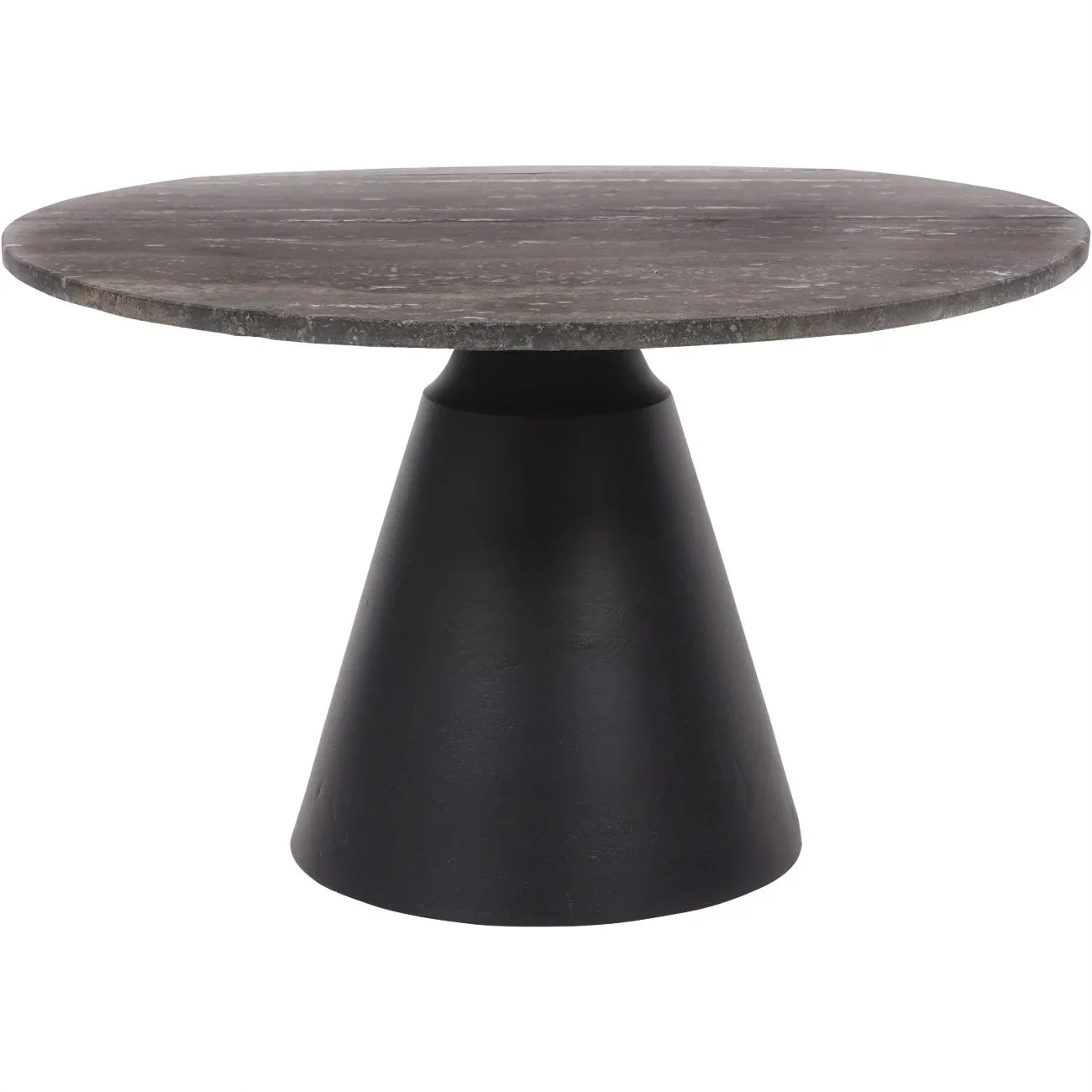 Charcoal black and dark travertine round coffee table | Home Centre Direct UK