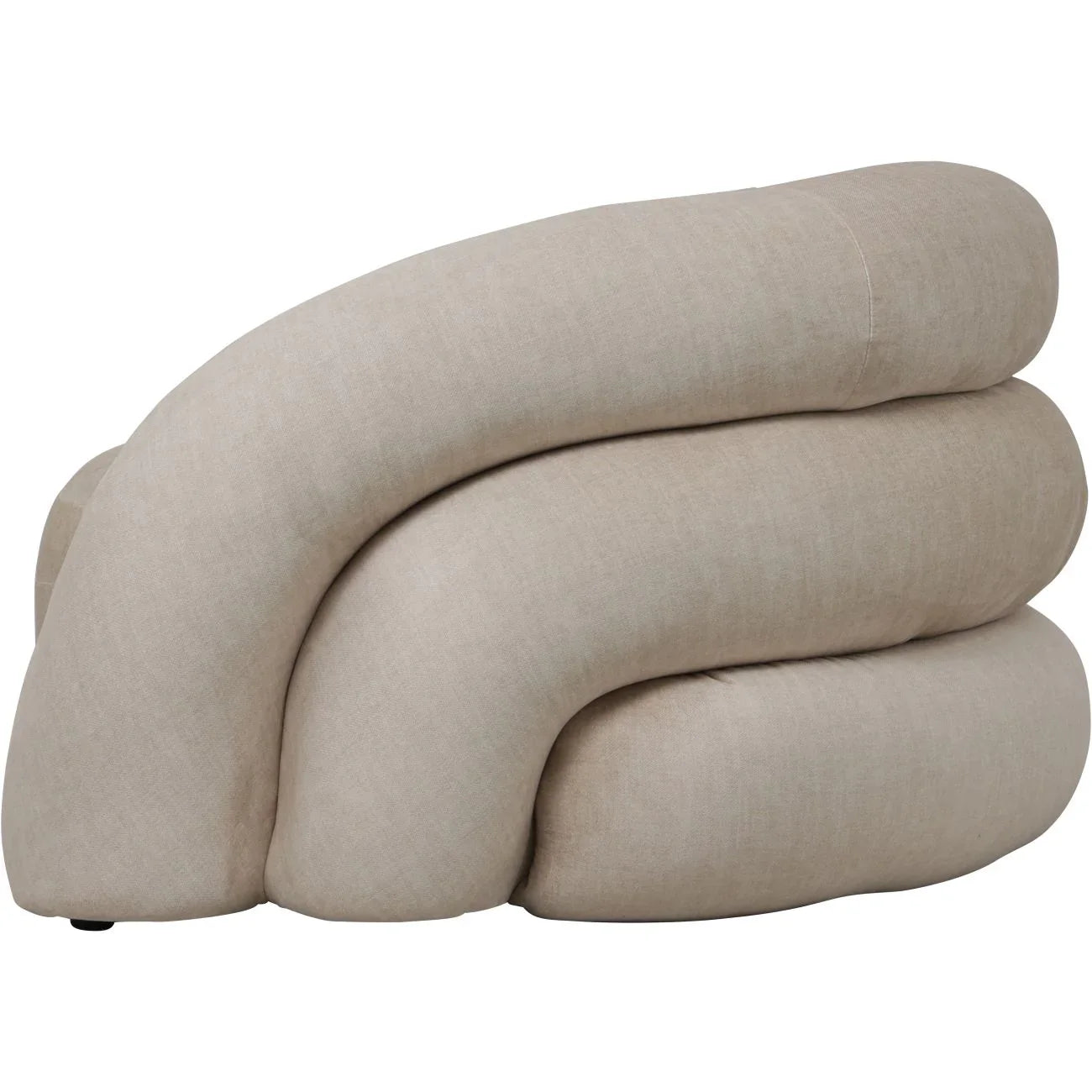 Cream upholstered chair with a unique, layered design.