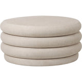 Cream fabric round ottoman with layered design | Home Centre Direct UK