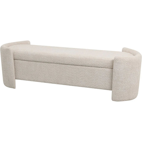 Cream upholstered storage bench with curved sides | Home Centre Direct UK