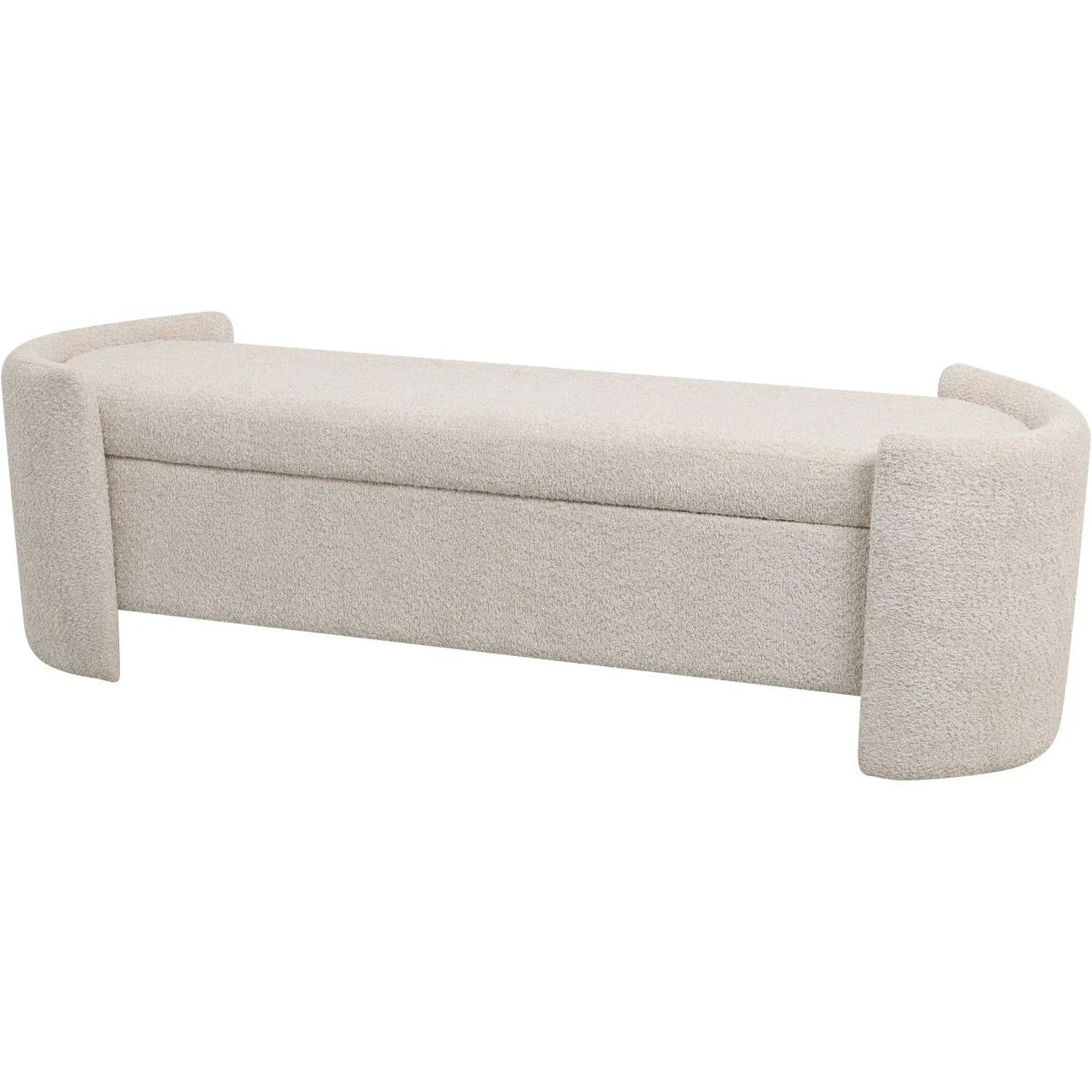 Cream upholstered storage bench with curved sides | Home Centre Direct UK