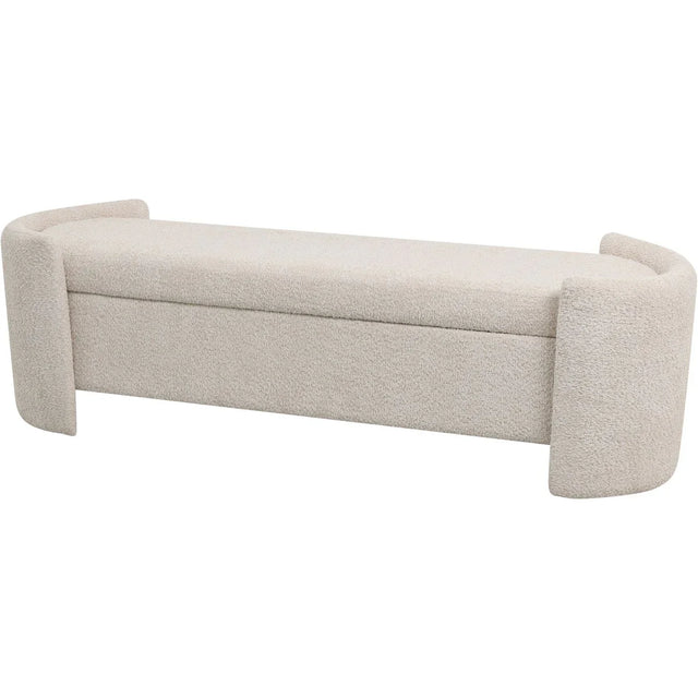 Cream upholstered storage bench with curved sides | Home Centre Direct UK