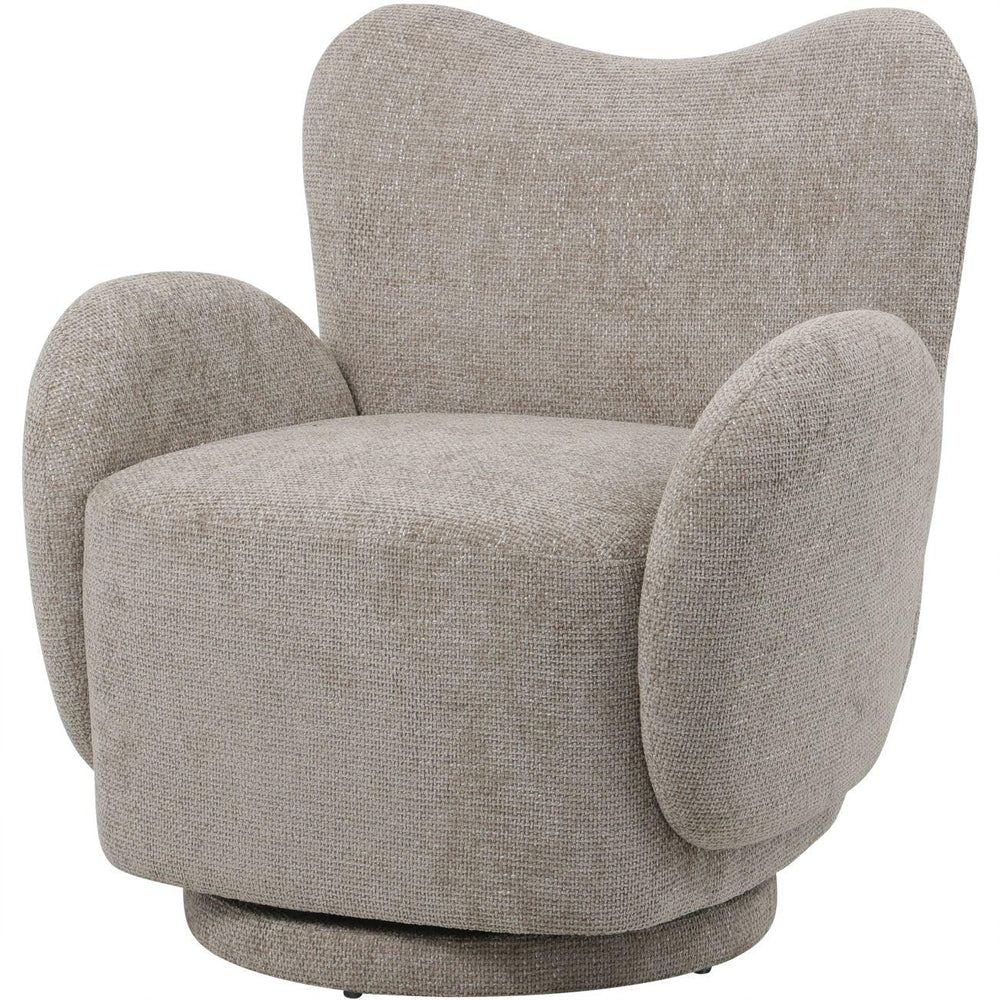 Neutral upholstered swivel chair with curved backrest | Home Centre Direct UK