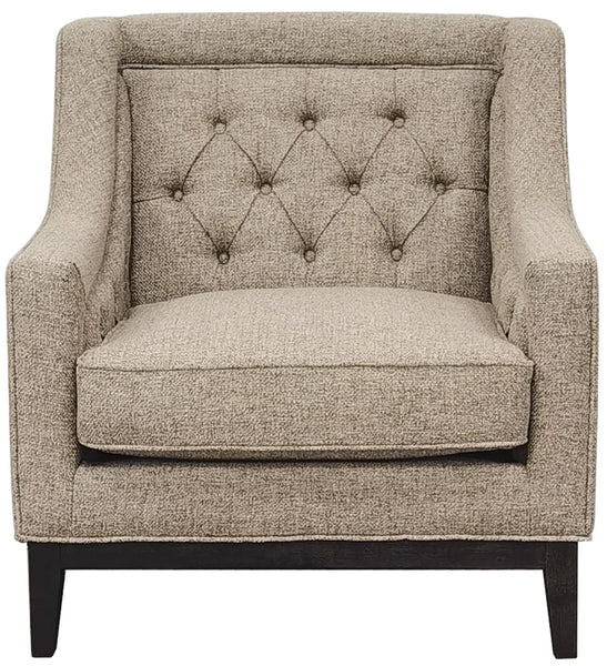 Dark taupe armchair with buttoned backrest | Home Centre Direct UK