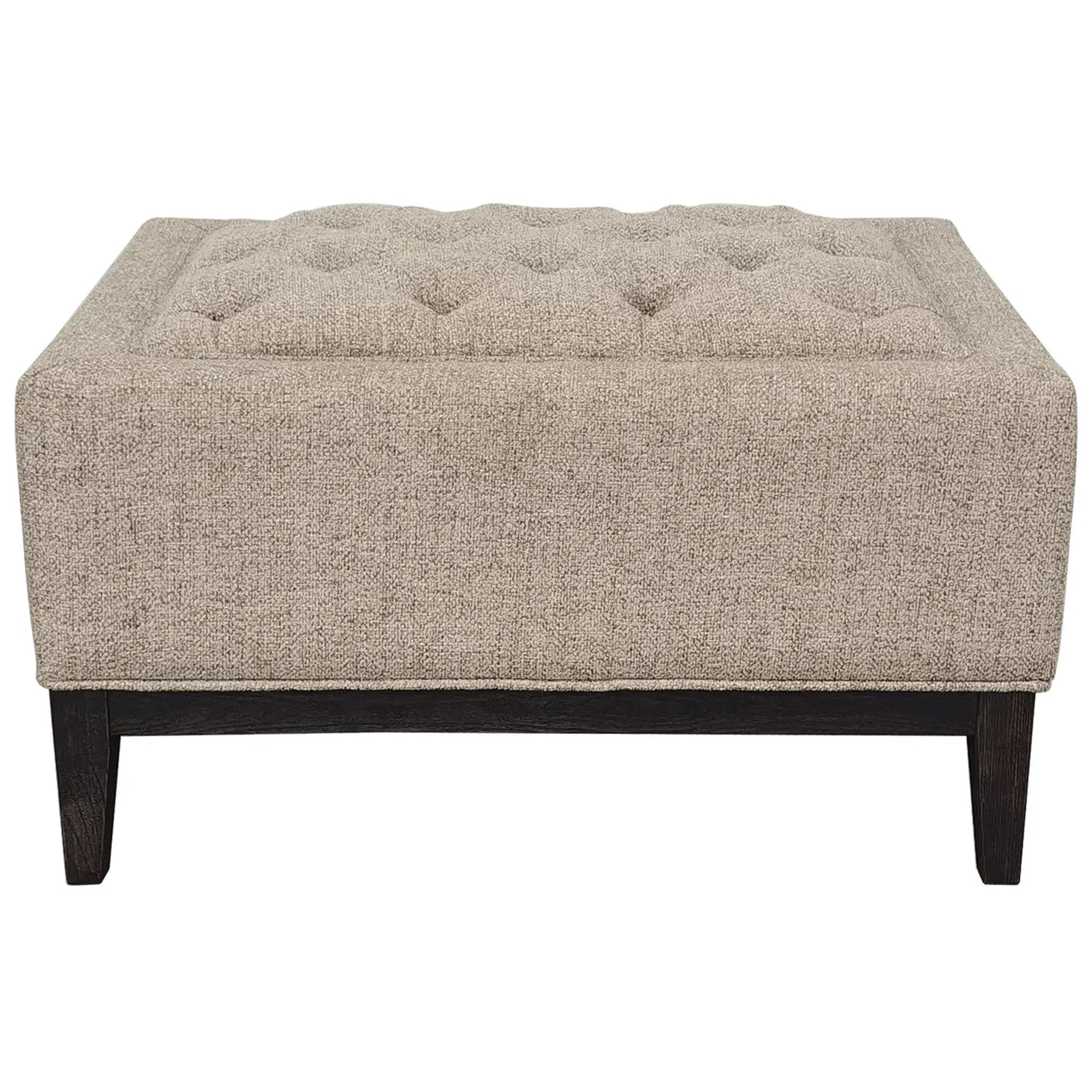 Dark taupe buttoned stool with wooden legs | Home Centre Direct UK