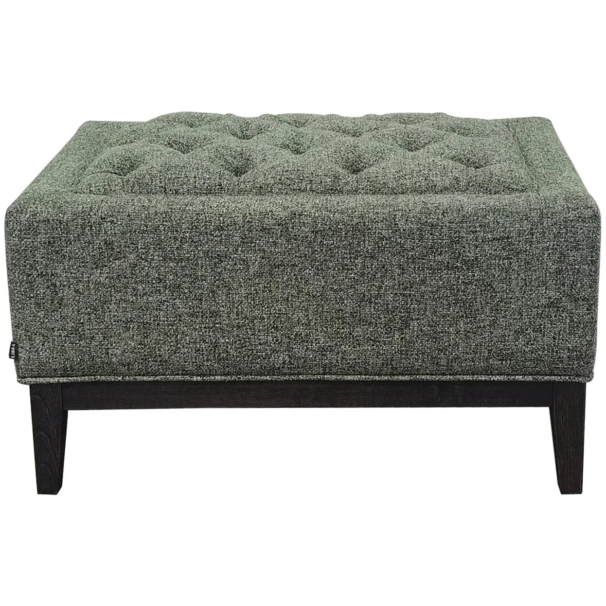 Forest green buttoned stool with wooden legs | Home Centre Direct UK