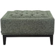 Forest green buttoned stool with wooden legs | Home Centre Direct UK