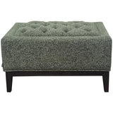 Forest green buttoned stool with wooden legs | Home Centre Direct UK