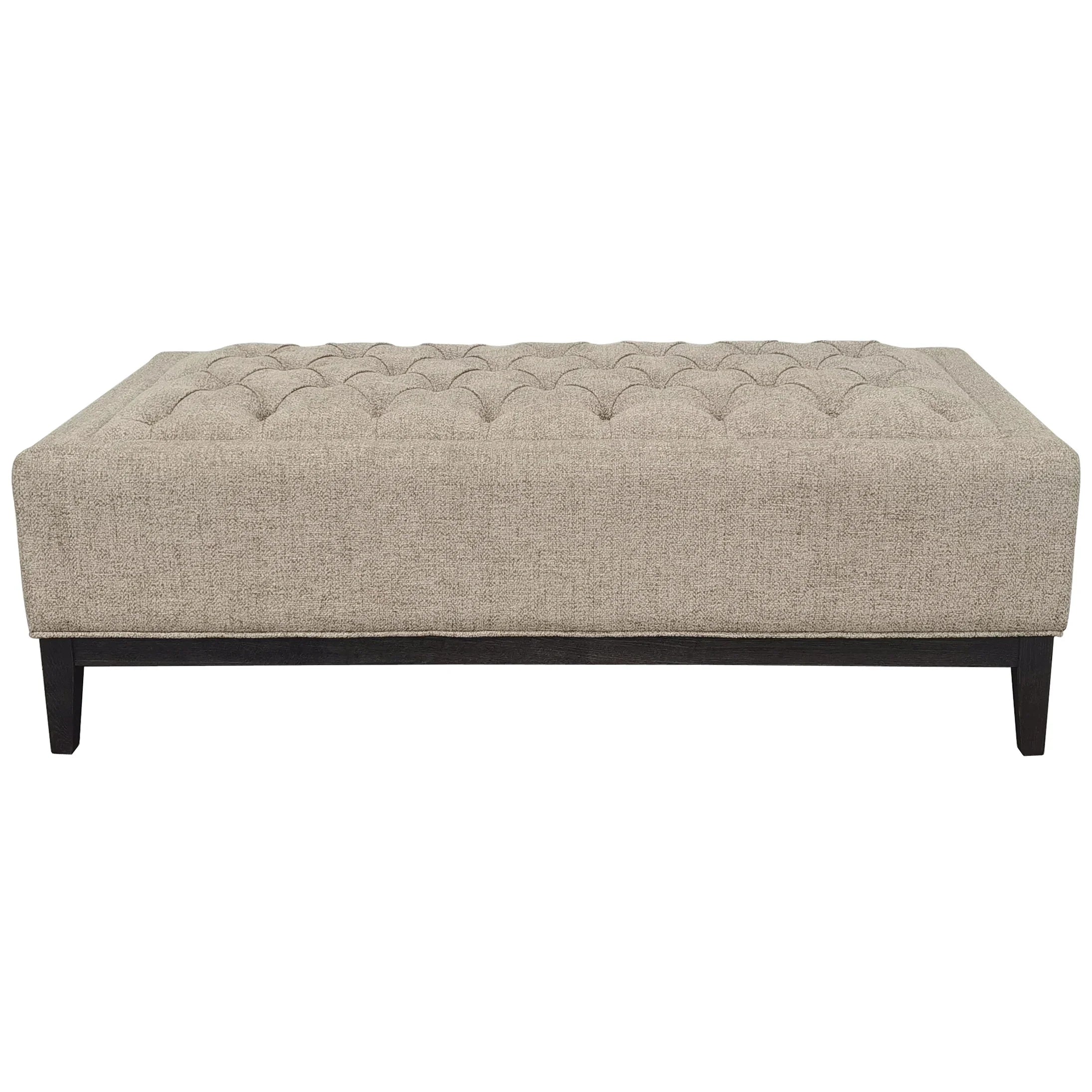 Dark taupe buttoned ottoman with wooden legs | Home Centre Direct UK