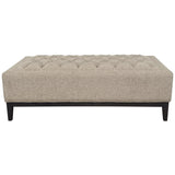 Dark taupe buttoned ottoman with wooden legs | Home Centre Direct UK