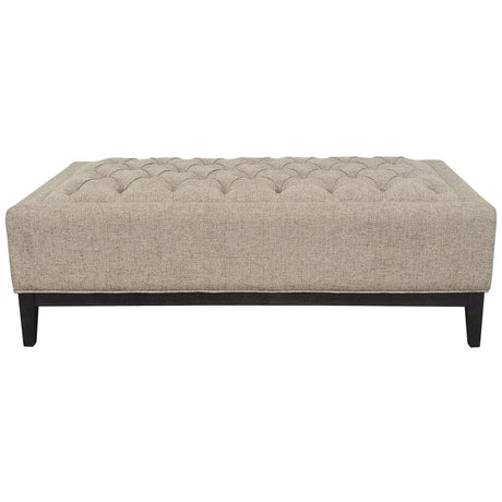 Dark taupe buttoned ottoman with wooden legs | Home Centre Direct UK