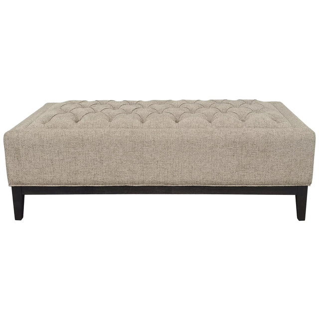 Dark taupe buttoned ottoman with wooden legs | Home Centre Direct UK