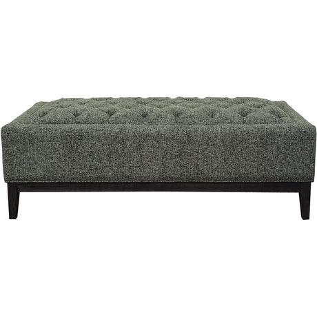 Forest green buttoned ottoman with dark wooden legs | Home Centre Direct UK