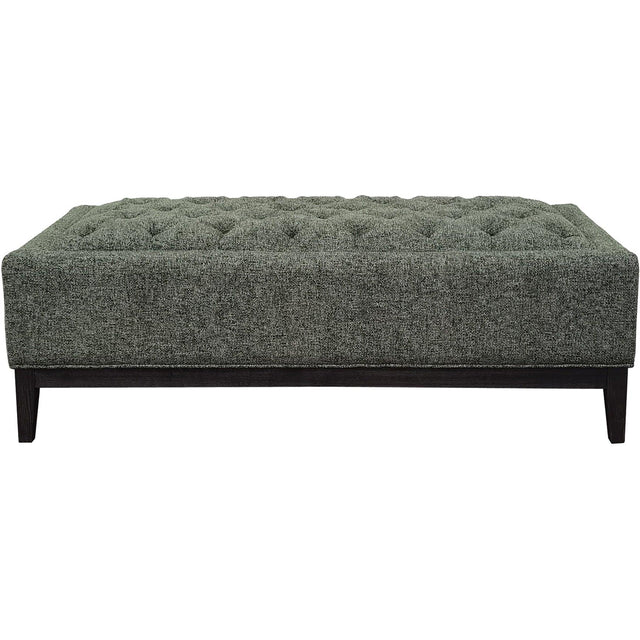 Forest green buttoned ottoman with dark wooden legs | Home Centre Direct UK