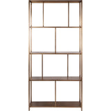 Brushed champagne shelving unit with open rectangular design.