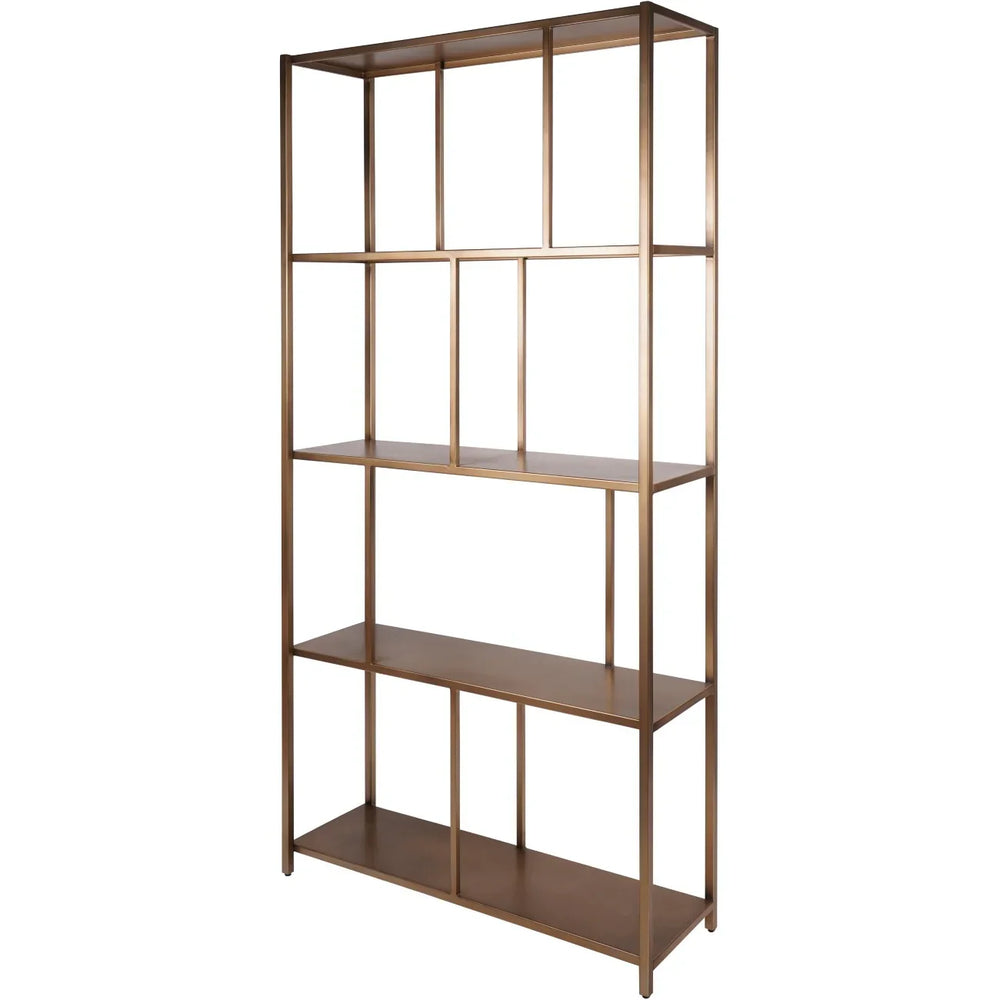 Brushed champagne tall shelving unit with open shelves | Home Centre Direct UK
