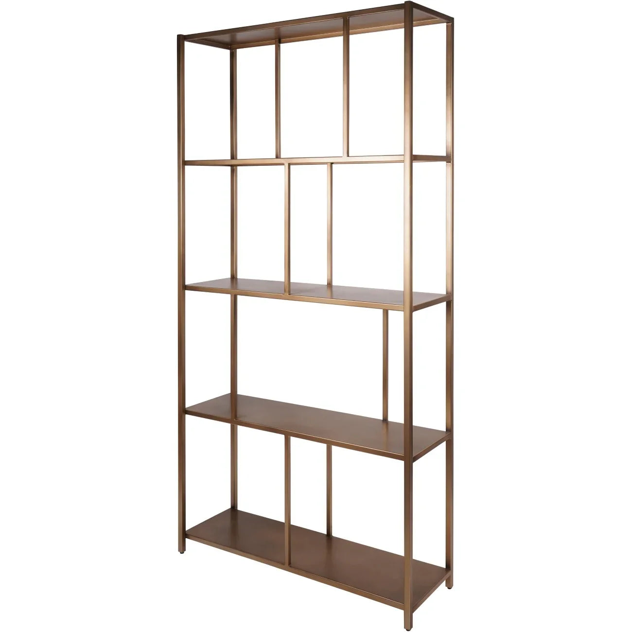 Brushed champagne tall shelving unit with open shelves | Home Centre Direct UK