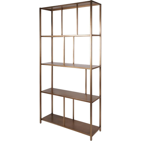 Brushed champagne tall shelving unit with open shelves | Home Centre Direct UK