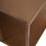 Brushed champagne table corner with smooth metallic finish